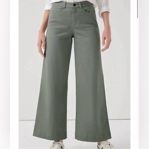 Pact Organic Women's Shadow Stretch Twill Denim Wide Leg Pant Sage Green XS
